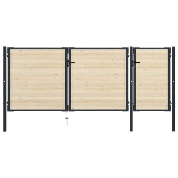 vidaXL Vartai, 413x200cm, plienas ir eglės mediena (144594+146549)