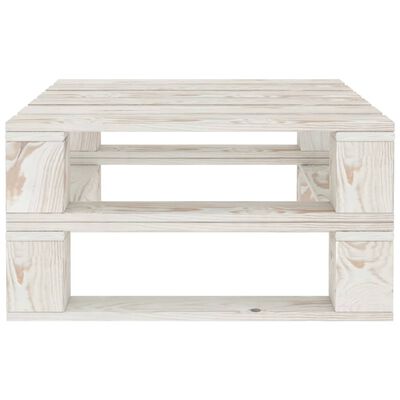 vidaXL Sodo baldų komplektas iš palečių, 4 dalių, baltas, mediena
