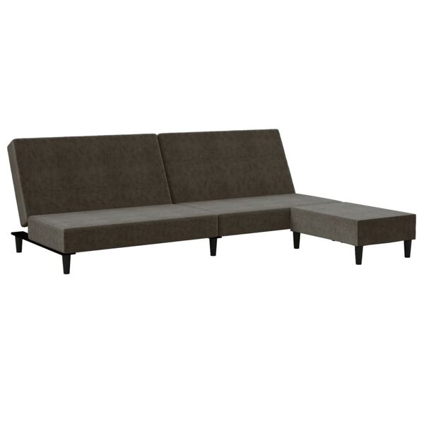 vidaXL Dvivietė sofa-lova su pakoja, tamsiai pilkos spalvos, aksomas