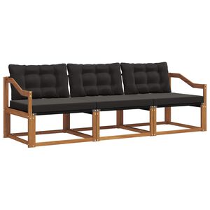vidaXL Lauko sofos komplektas su pagalve 3 pcs Natūrali ir juoda