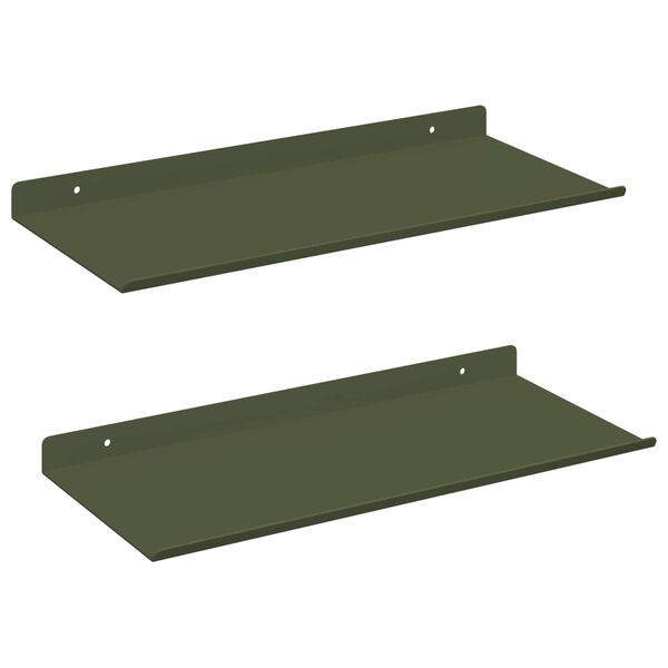 vidaXL Plūduriuojanti lentyna 2 pcs Alyvuogių žalia 40 x 18 x 2,5 cm