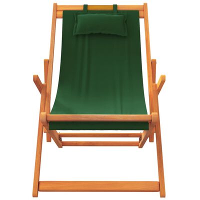 vidaXL Sulankstomos paplūdimio kėdės, 2vnt., žalios spalvos, audinys