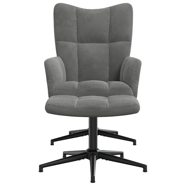 vidaXL Poilsio kėdė su pakoja, tamsiai pilkos spalvos, aksomas