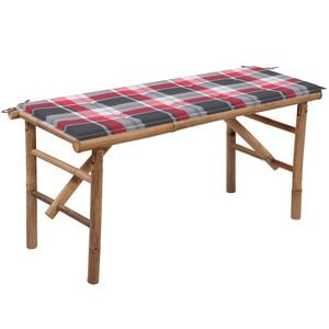 vidaXL Sulankstomas sodo suoliukas su pagalvėle, 118cm, bambukas