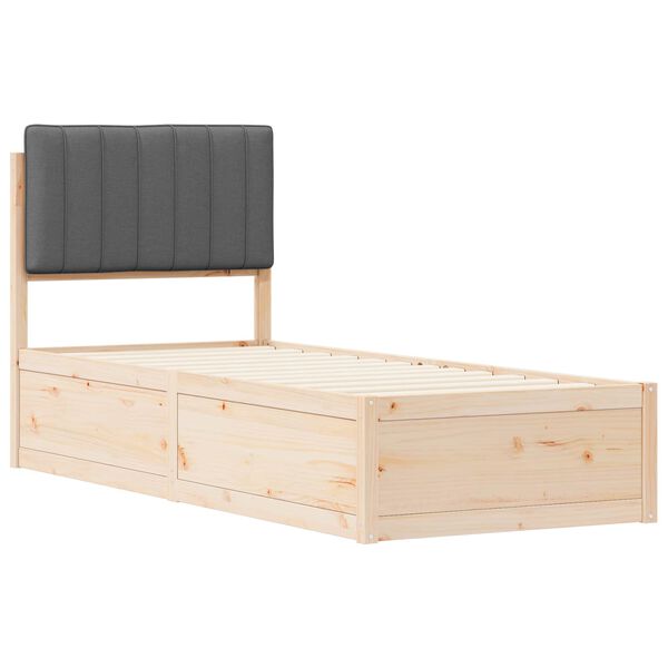 vidaXL Lovo rėmas su apmu&scaron;tu galvūgaliu Tamsiai pilka 80 x 200 cm