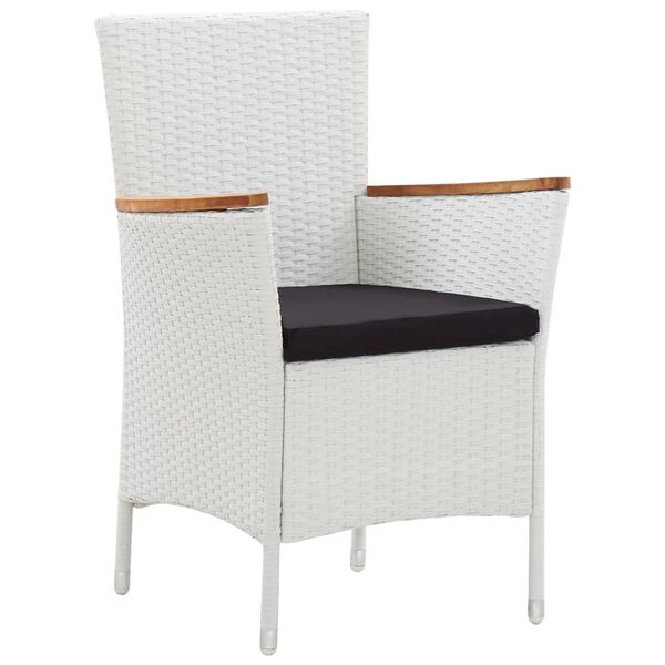 vidaXL Sodo komplektas su pagalvėlėmis, 5 dalių, baltas, poliratanas