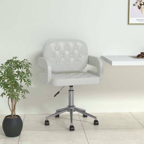 vidaXL Pasukama valgomojo kėdė, baltos spalvos, dirbtinė oda