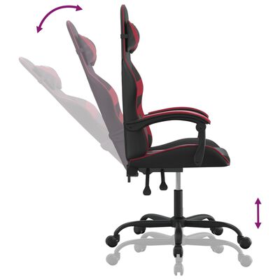 vidaXL Pasukama žaidimų kėdė, juodos ir vyno spalvos, dirbtinė oda