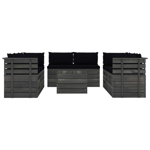 vidaXL Sodo komplektas i&scaron; palečių su pagalvėlėmis, 9 dalių, pu&scaron;is