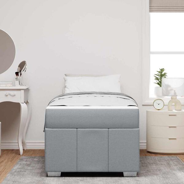 vidaXL Lovos rėmas su čiužiniu Šviesiai pilka 80 x 200 cm audinys