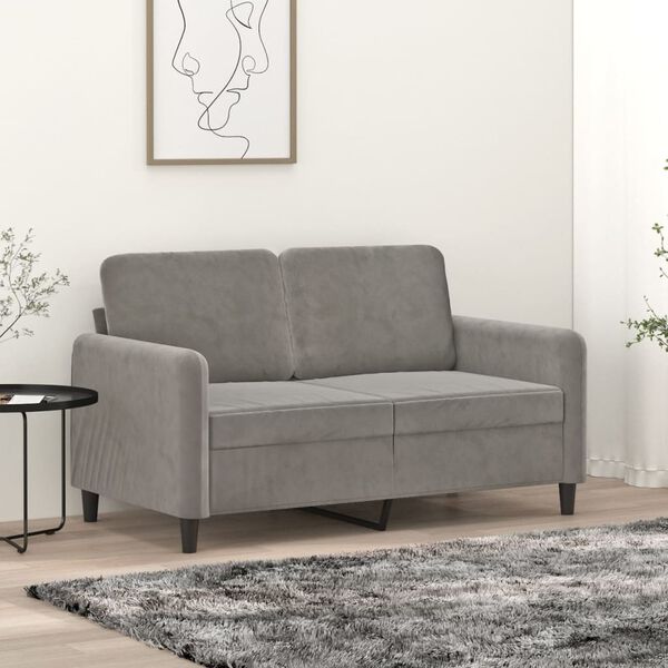 vidaXL Dvivietė sofa, &scaron;viesiai pilkos spalvos, 120cm, aksomas