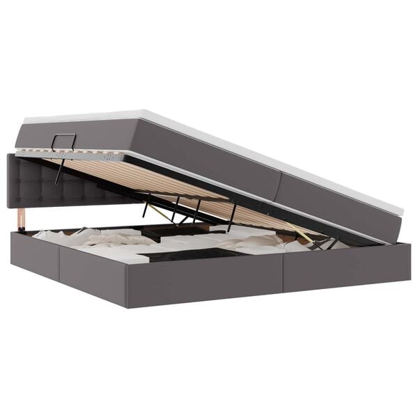 vidaXL Lova su daiktų laikymo vieta ir čiužiniu Pilka 200 x 200 cm
