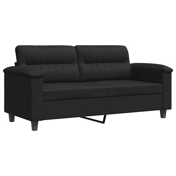 vidaXL Dvivietė sofa, juodos spalvos, 140cm, mikropluo&scaron;to audinys