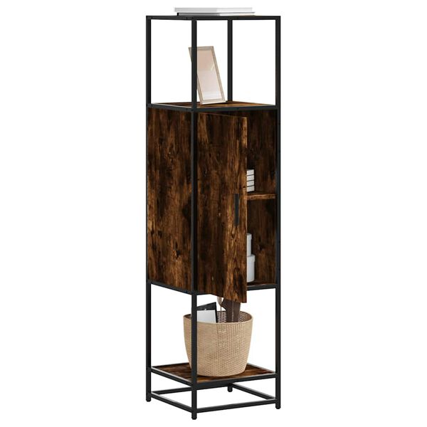vidaXL Highboard Rūkytas ąžuolas 35,5x35x139 cm Mediena ir metalas