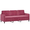 vidaXL Trivietė sofa su pagalvėlėmis, raudonojo vyno, 180cm, aksomas
