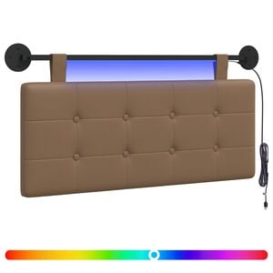 vidaXL Pakabinamas lovos galvūgalis Su LED &scaron;viesa Kapučino