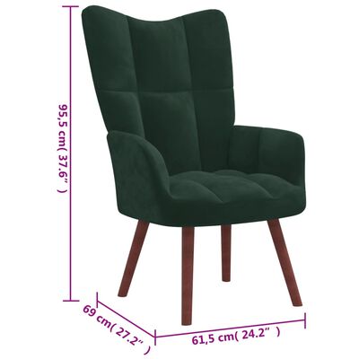vidaXL Poilsio kėdė su pakoja, tamsiai žalios spalvos, aksomas