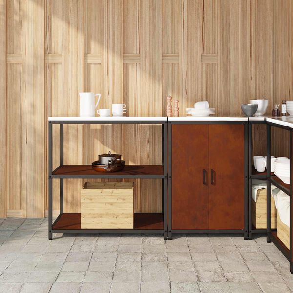 vidaXL Virtuvės saugojimo rinkinys su lentyna 2 pcs Rūdijanti