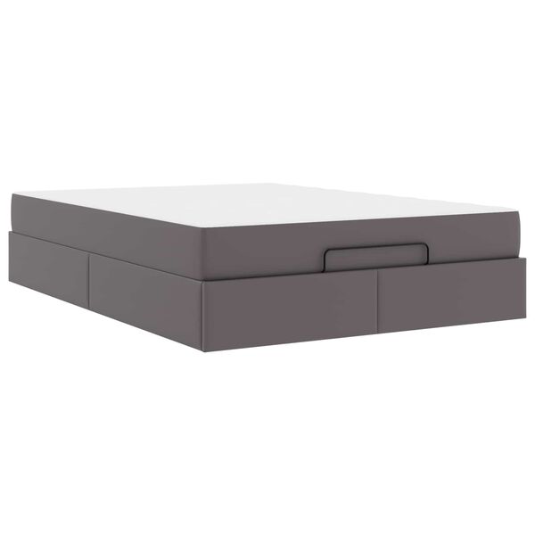 vidaXL Lovos rėmas su čiužiniu su čiužiniu 2 pcs Pilka PVC