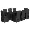 vidaXL Sodo komplektas su pagalvėlėmis, 9 dalių, juodas, poliratanas