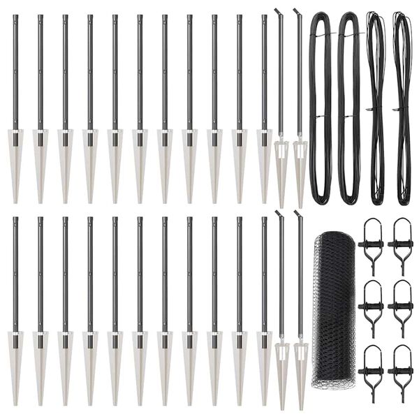 vidaXL Tvora su stulpais Pilka 0.8 x 50 m PVC dengtas plienas