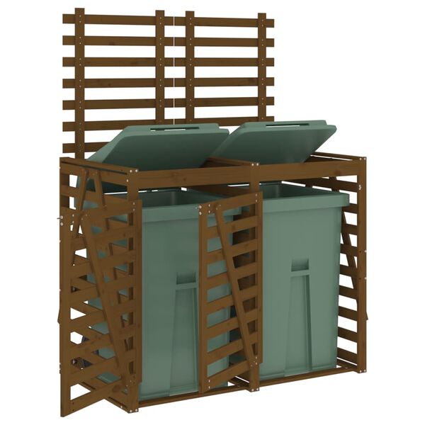 vidaXL Dviguba konteinerių pastogė, medaus, pu&scaron;ies medienos masyvas