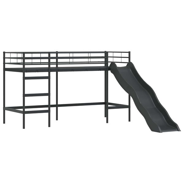 vidaXL Vaikų Lofto Lovos Rėmas Juoda ir mėlyna 74,5 x 190 cm Metalas