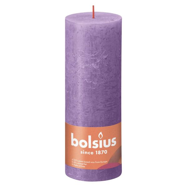 Bolsius Žvakės Shine, 4vnt., violetinės, 190x68mm, cilindro formos