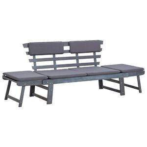 vidaXL Sodo suoliukas su pagalvėlėmis, pilkas, 190cm, akacijos masyvas