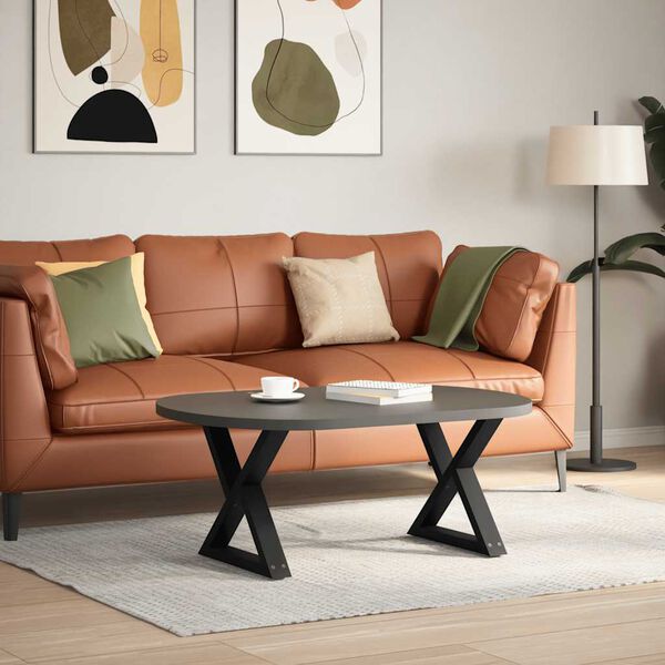 vidaXL Kavos staliuko kojelės, 2 vnt., juodos, 50x(42-43,3) cm, plienas