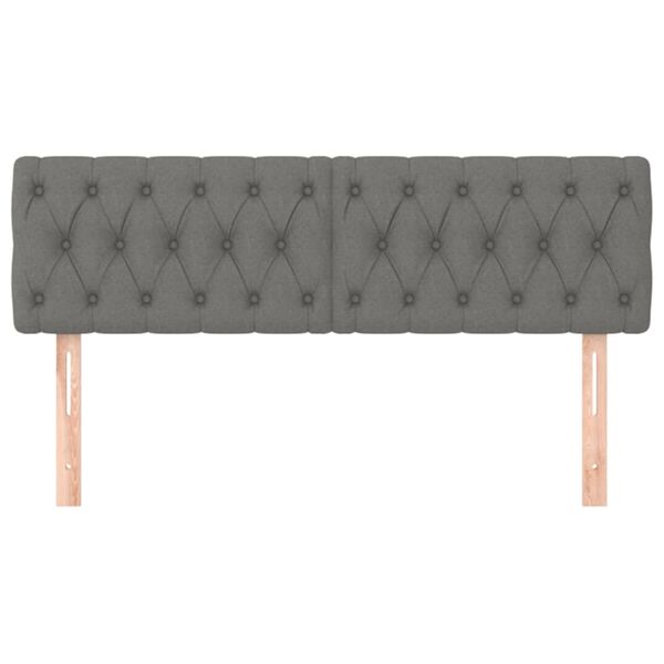 vidaXL Galvūgaliai, 2vnt., tamsiai pilki, 80x7x78/88cm, audinys