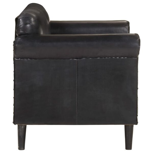 vidaXL Dvivietė sofa, juodos spalvos, tikra oda