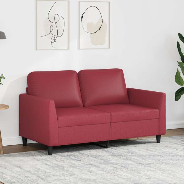 vidaXL Dvivietė sofa, raudonojo vyno spalvos, 120cm, dirbtinė oda