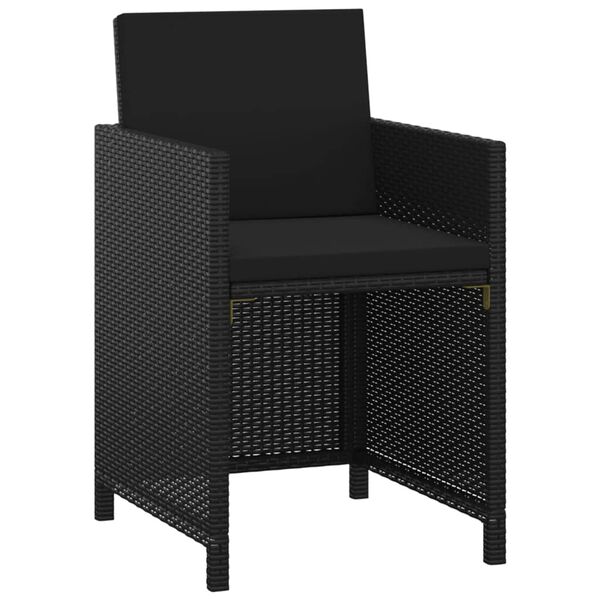 vidaXL Sodo komplektas su pagalvėlėmis, 3 dalių, juodas, poliratanas