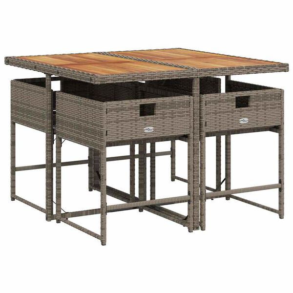 vidaXL Sodo komplektas su pagalvėlėmis, 5 dalių, pilkas, poliratanas