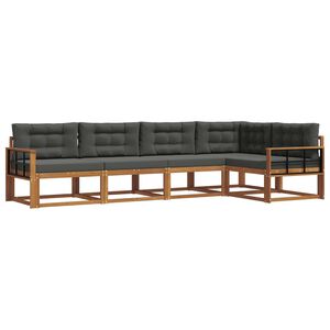 vidaXL Lauko sofos komplektas su pagalve 5 pcs Natūralus ir antracitas