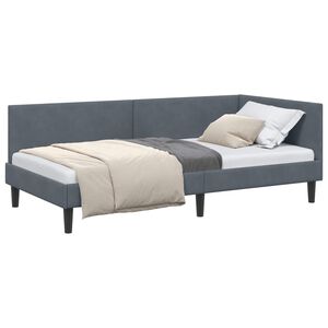 vidaXL Kampinė lovos konstrukcija Tamsiai pilka 80 x 200 cm Aksomas