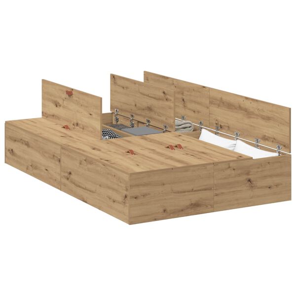 vidaXL Lova su daiktų laikymo vieta Amatininkų ąžuolas 120 x 200 cm
