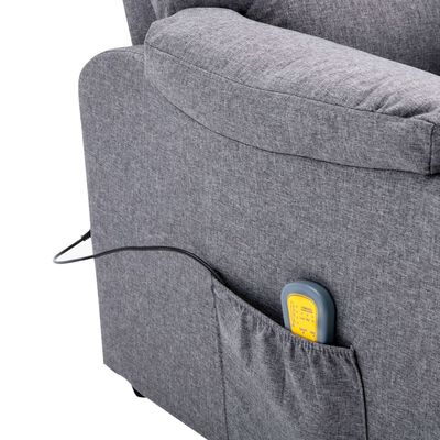 vidaXL Atlošiamas masažinis TV krėslas, šviesiai pilkas, audinys