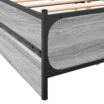 vidaXL Lovos rėmas su stalčiais, pilkas ąžuolo, 120x200cm, mediena