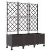 vidaXL Sodo vazonas su treliu ir ratais 3 vnt. Ruda 120 x 40 x 149 cm