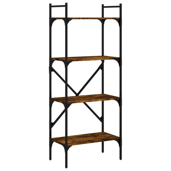 vidaXL Knygų spinta, 4 auk&scaron;tų, dūminė, 56x31,5x138,5cm, mediena