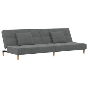 vidaXL Dvivietė sofa-lova su dvejomis pagalvėmis, pilka, audinys