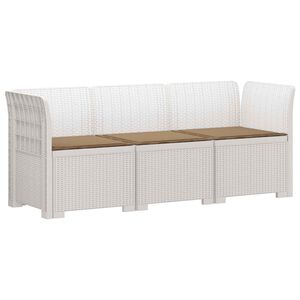 vidaXL 3-vietė sodo sofa su pagalvėlėmis, Rattan i&scaron;vaizda PP Balta