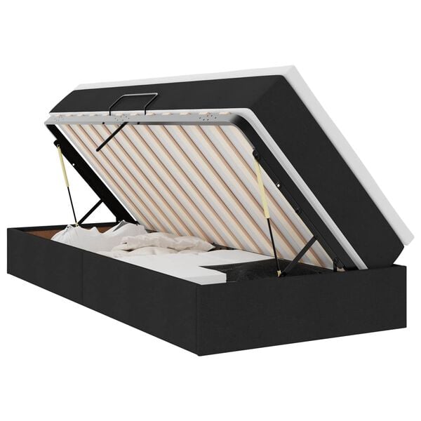 vidaXL Lova su daiktų laikymo vieta ir čiužiniu Juoda 100 x 200 cm
