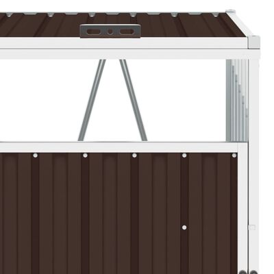 vidaXL Konteinerių stoginė, ruda, 213x81x121cm, plienas, trivietė