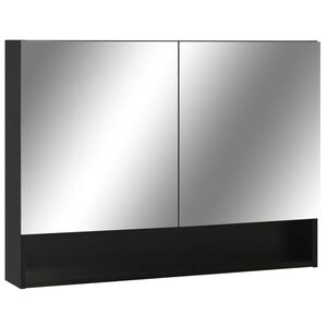 vidaXL Veidrodinė vonios spintelė su LED, juoda, 80x15x60cm, MDF