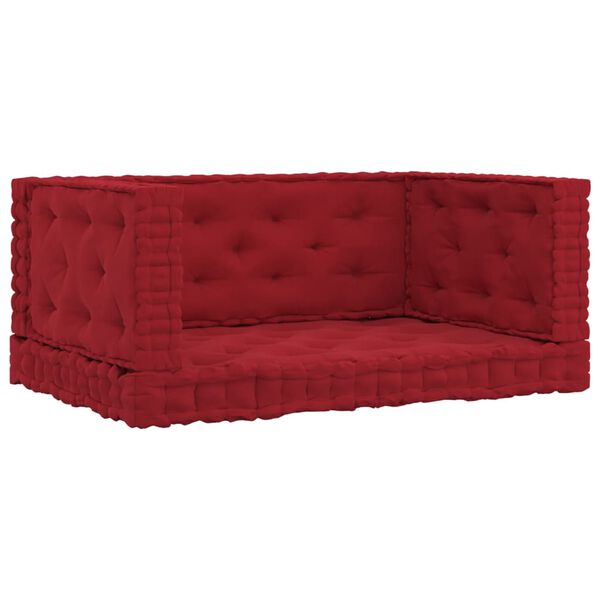 vidaXL Grindų/paletės pagalvėlės, 4vnt., tamsiai raudonos, medvilnė