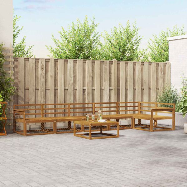 vidaXL Lauko sofos komplektas 7 pcs Natūrali Kietos akacijos mediena