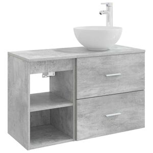 vidaXL Vonios baldų rinkinys 2 pcs Betono pilka Apdirbta mediena